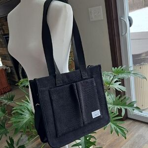 Black Corduroy Crossbody/Tote